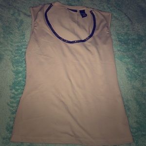 Dress shirt, cream and w/brown embellishments